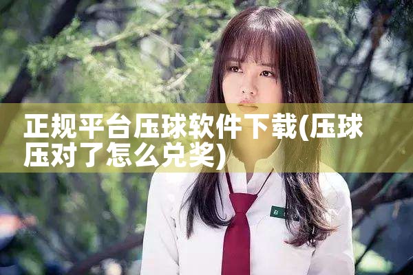 正规平台压球软件下载